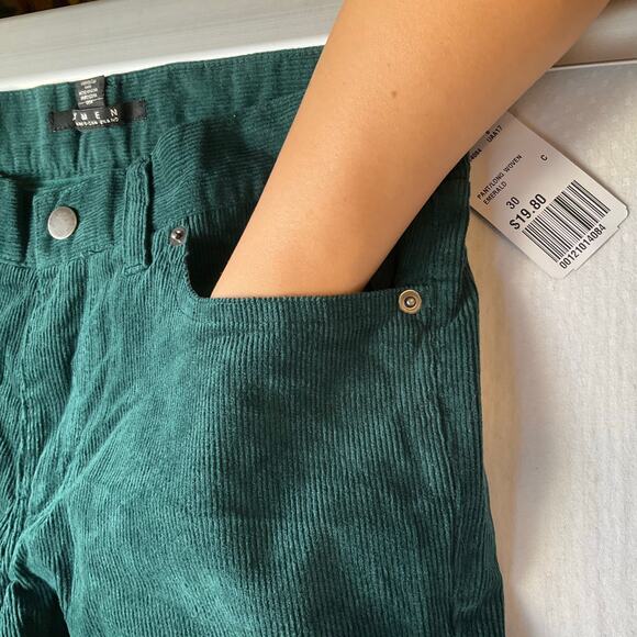 21 Men Women Corduroy Pants size 30 US Green Mid Rise Slim Fit NWT - Picture 7 of 11